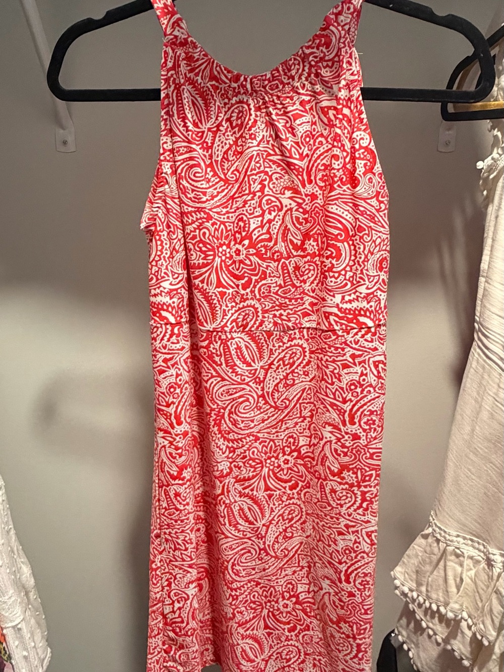 Sleeveless Red Paisley Maxi Dress